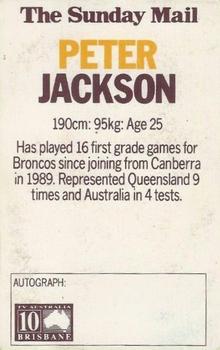 1990 Streets Brisbane Broncos #NNO Peter Jackson Back